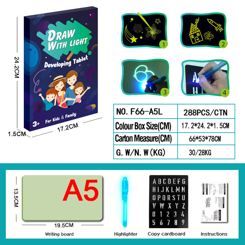 Educational Toy Drawing Pad 3D Magic 8 Light Effects Puzzle Board Sketchpad Kids DealSniper.net 10Style S