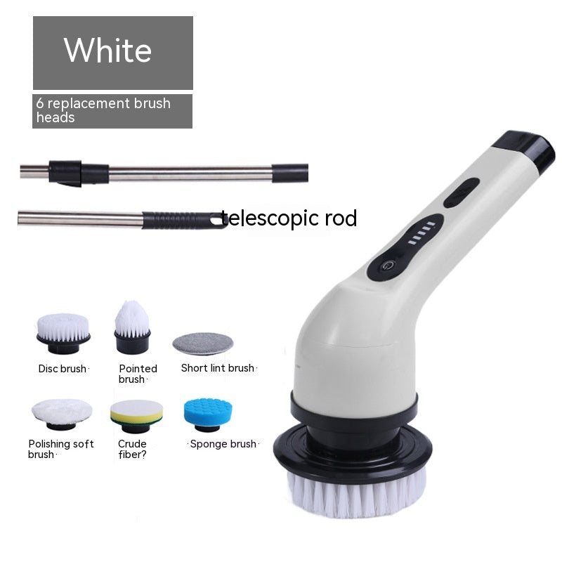 Dual-purpose Brush Handheld Strong Cleaning Gadget House DealSniper.net White 6 Heads English Manual