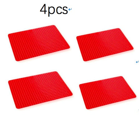 Non-Stick Silicone Pyramid Cooking Mat Baking Mat Kitchen dealsniper-net Red 4pcs