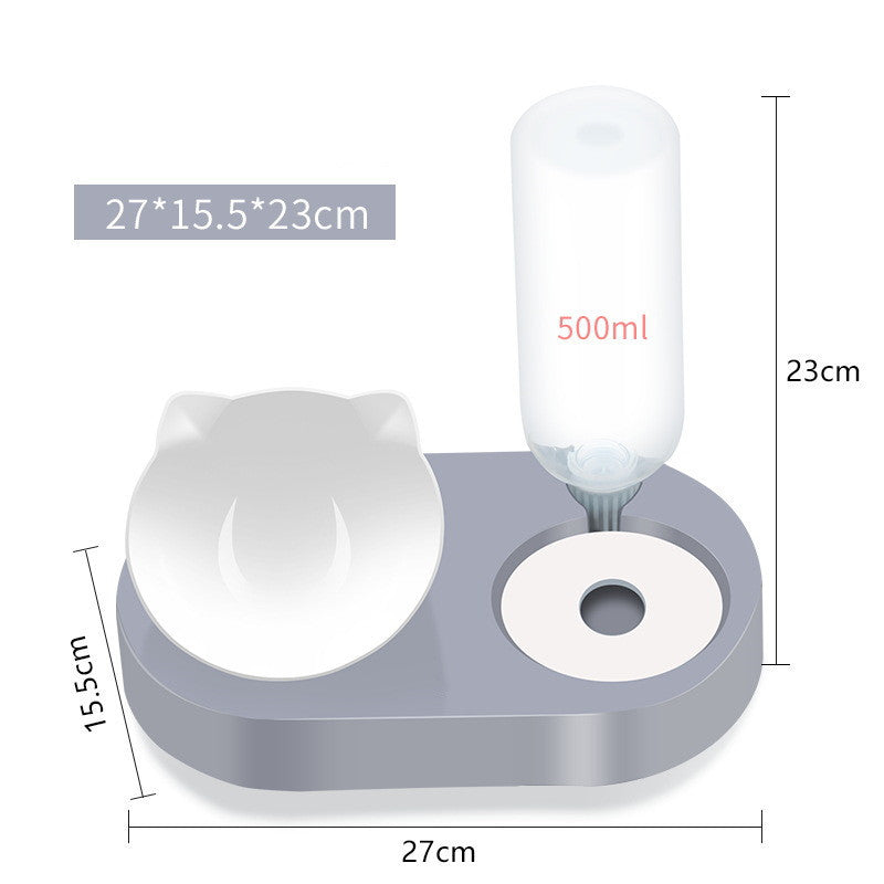 Two-in-One Pet Bowl Water Dispenser Automatic Water Bowl Pets Gym From House Grey