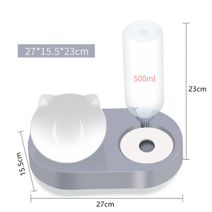 Two-in-One Pet Bowl Water Dispenser Automatic Water Bowl Pets Gym From House Grey