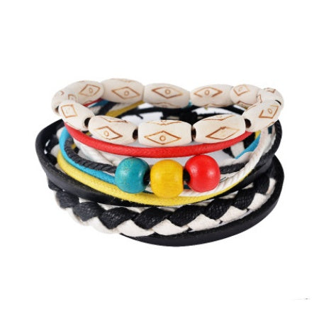 Leather Bracelet Men Multilayer Bead Bracelet Punk Wrap Jewelry dealsniper-net 5