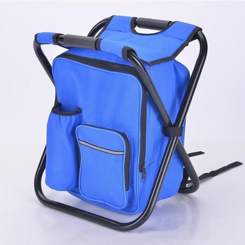 Multifunction Outdoor Folding Chair Ice Cooler Picnic Bags Camping Outdoor dealsniper-net Blue