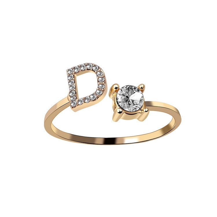 New Design Adjustable 26 Initial Letter Ring Fashion Jewelry Jewelry dealsniper-net Gold D