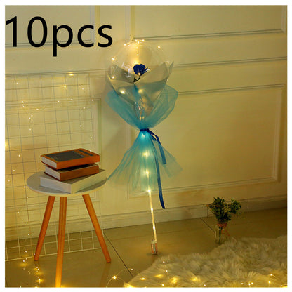 LED Luminous Balloon Rose Bouquet Transparent Bobo Ball Rose Deals dealsniper-net Blue rose10pcs