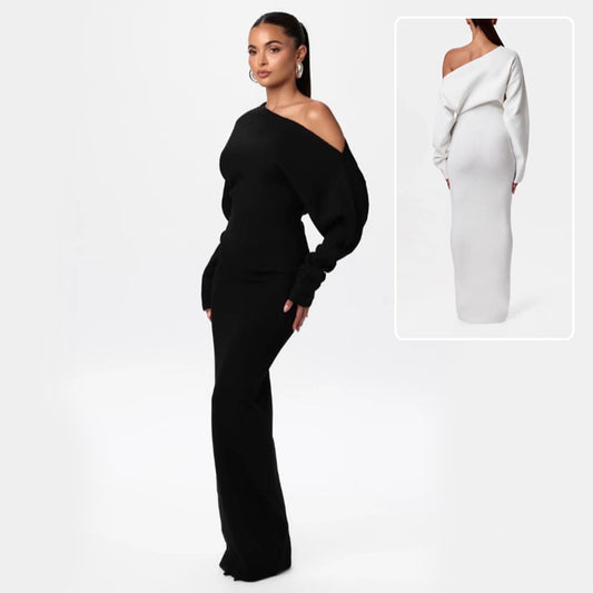 Ins Slim Long Sleeve Knitted Dress Evening Party Dresses Women Gym From House