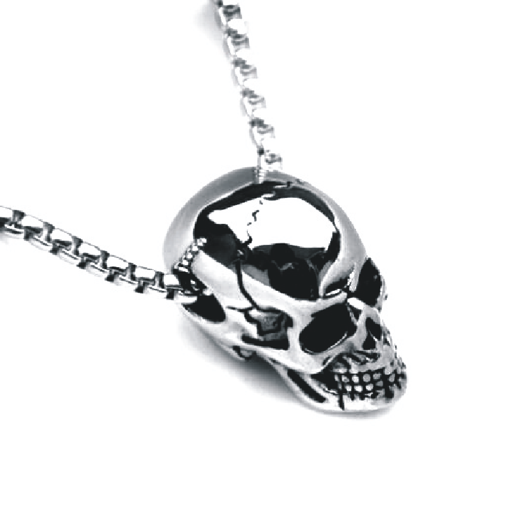 Male titanium steel skull necklace Jewelry dealsniper-net Silver