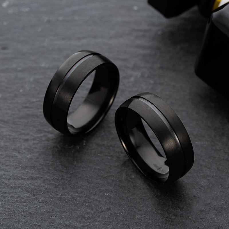 Black titanium steel ring Jewelry dealsniper-net