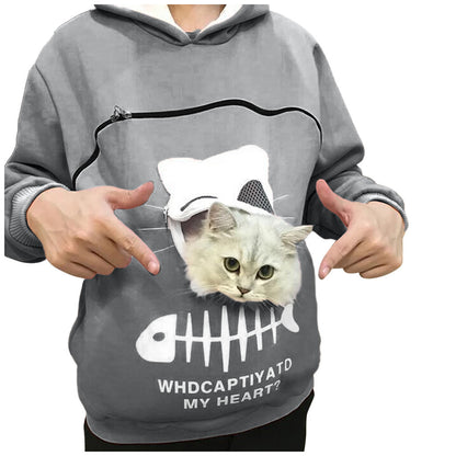 Women Hoodie Sweatshirt With Cat Pet Pocket Design Women dealsniper-net