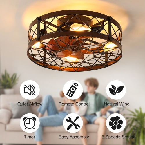 Cage Ceiling Fan With Light Black Recessed Ceiling Fan Light