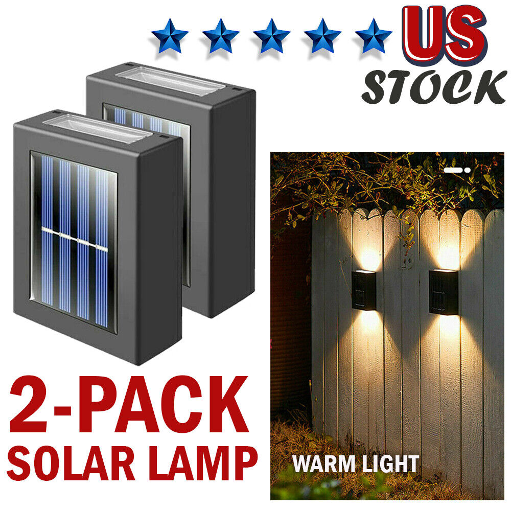 2-Pack LED Solar Street Light Sensor Outdoor Garden Yard Fence Wall Lamp Pathway Home dealsniper-net