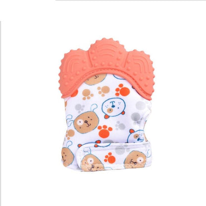 Baby teether baby anti-bite silicone molar gloves children's sound toys Kids DealSniper.net Orange 2 style Q1pcs