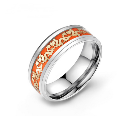 Chinese national dragon pattern blue ring fluorescent ring male Jewelry dealsniper-net Orange 10