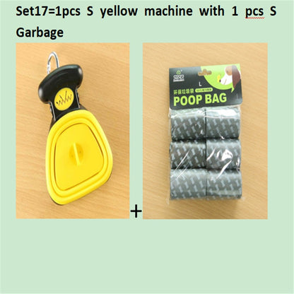 Dog Pet Travel Foldable Pooper Scooper With 1 Roll Pets Gym From House Set 17 YellowSXS