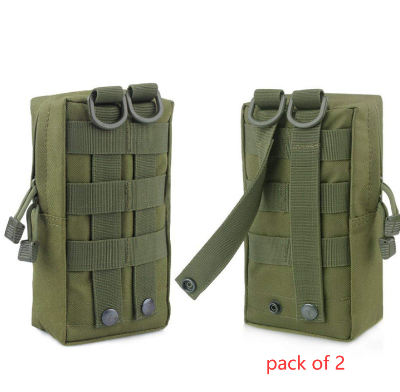 Molle Pouches EDC Utility Pouch Gadget Gear Bag Military Vest Waist Pack Water-resistant Compact Bag Men dealsniper-net Green.2pieces