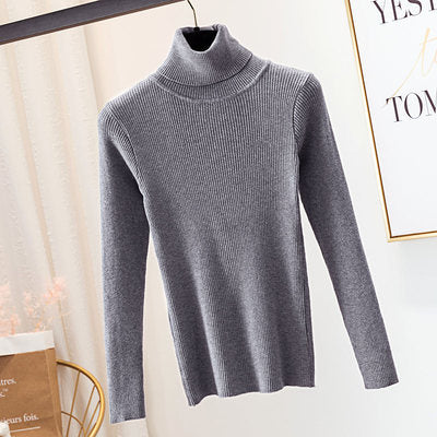 Turtleneck Sweater Women Knit Bottoming Shirt Winter Keep Warm Women dealsniper-net Grey One size