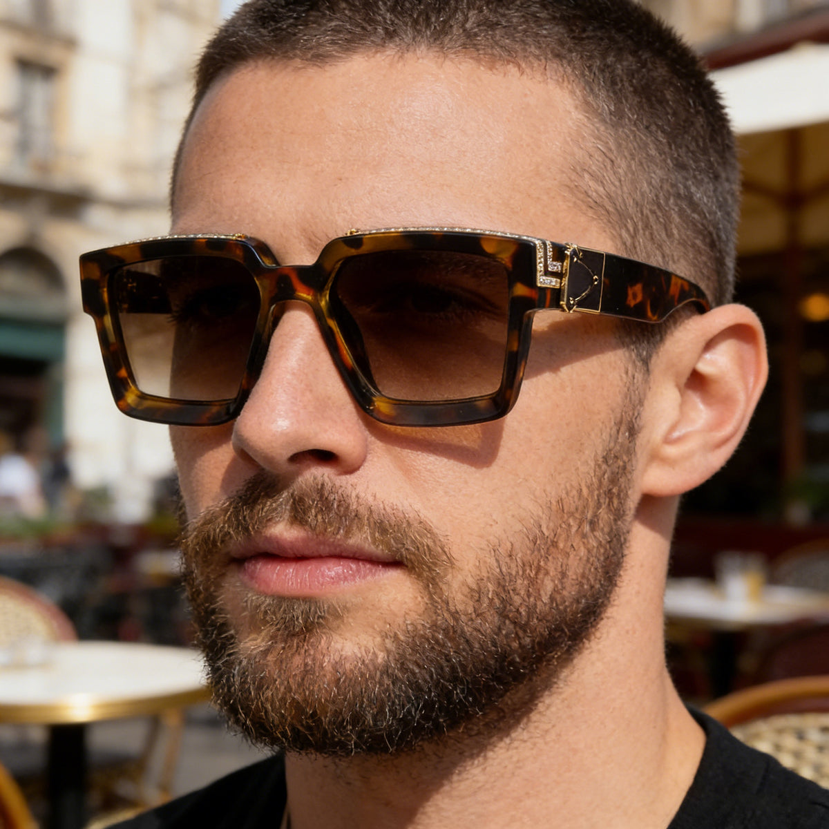 Diamond-Encrusted Large Square Frame Sunglasses For Women Women Gym From House
