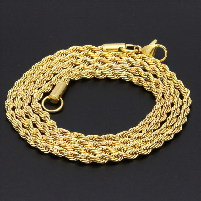 Hip Hop Rapper Chain 3mm gold Silver nakelace for Men Jewelry Gym From House Golden