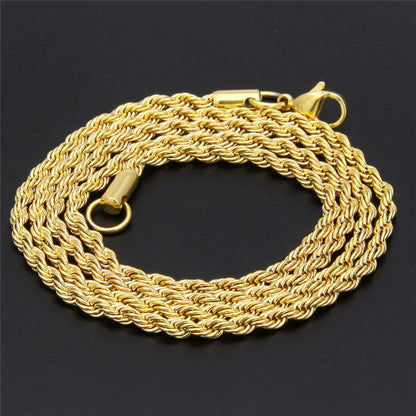Hip Hop Rapper Chain 3mm gold Silver nakelace for Men Jewelry Gym From House Golden