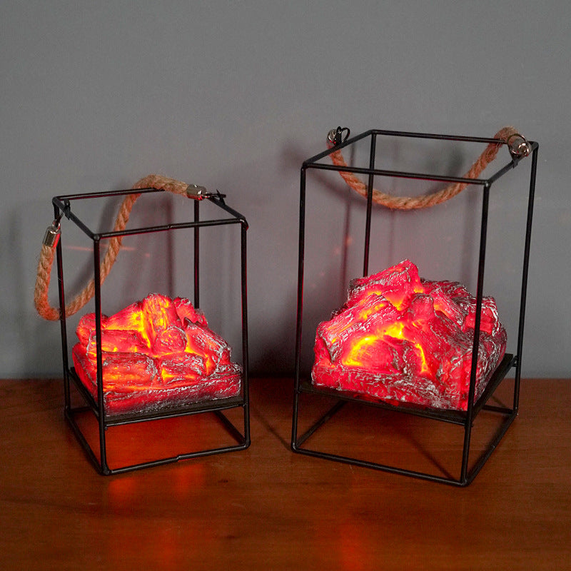 LED Flame Light Home Simulated Charcoal Fireplace Lamp Home Decor Gym From House