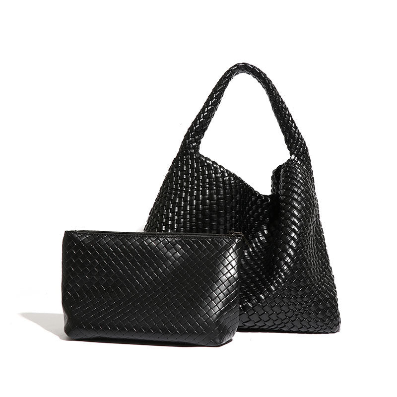 Fashion Casual Large Capacity Hand-woven Bag Women Women dealsniper-net B1683 Black