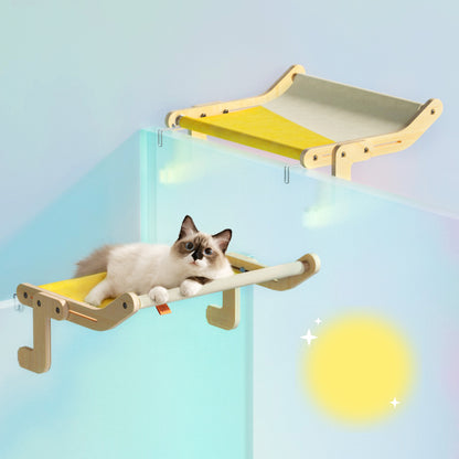 Mewoofun Pet Cat Window Perch 4 Color Wooden Assembly Hanging Bed Deals DealSniper.net Yellow