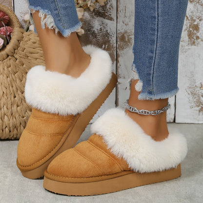 Winter Plush Slippers Home Thick-soled Warm Cotton Slippers Women Outdoor Garden Shoes Women DealSniper.net