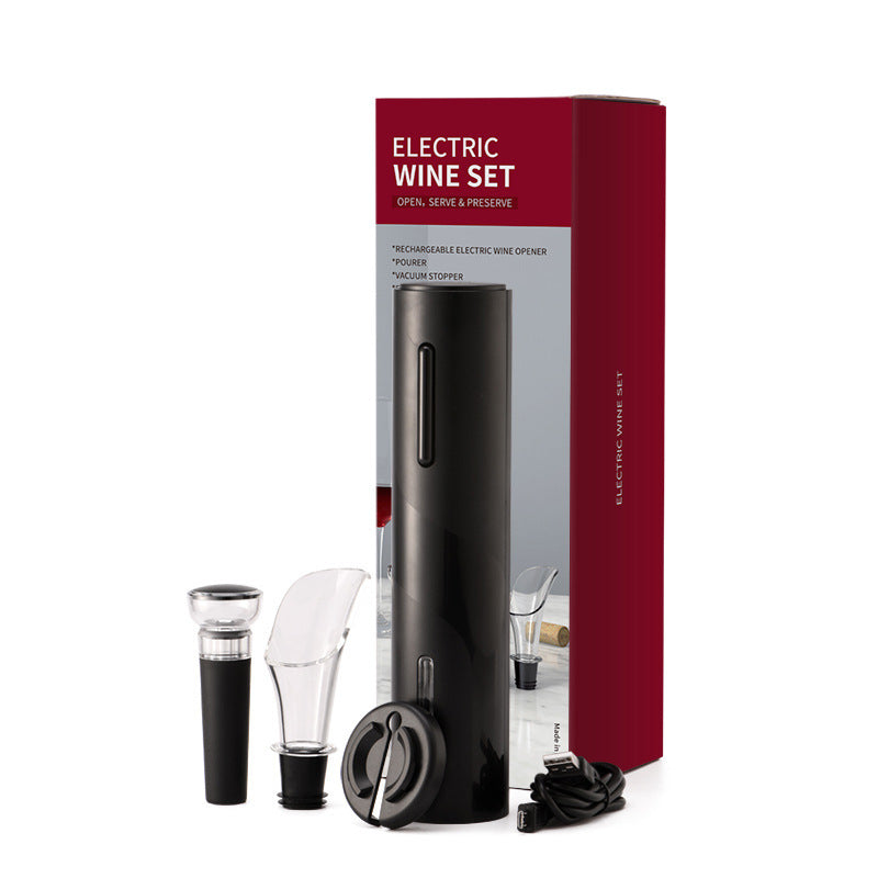 Electric Wine Opener Rechargeable Automatic Corkscrew Kitchen dealsniper-net Black ABS rechargeable fourin USB