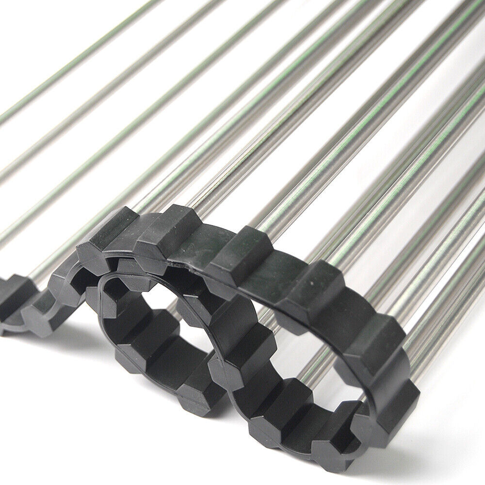 Kitchen Stainless Steel Sink Drain Rack Roll Up Dish Drying Drainer Mat Kitchen DealSniper.net