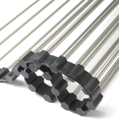 Kitchen Stainless Steel Sink Drain Rack Roll Up Dish Drying Drainer Mat Kitchen DealSniper.net