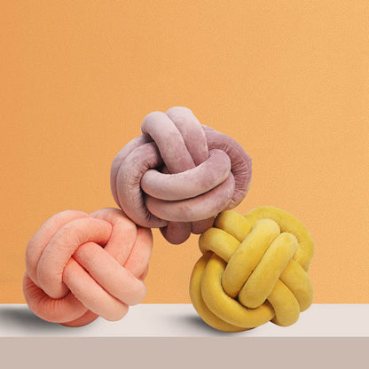 Knotted Plush Ball Design Round Throw Pillow House DealSniper.net