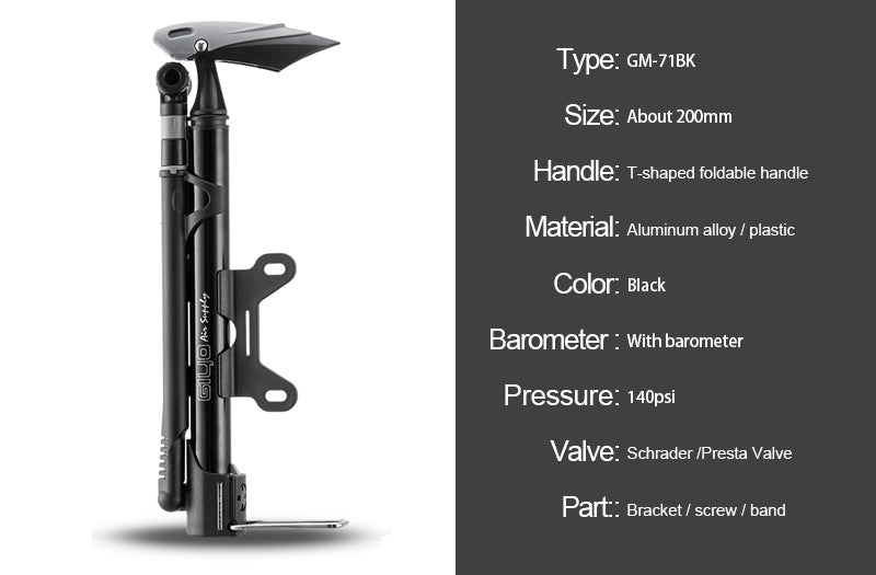 High-pressure bicycle pump Outdoor dealsniper-net GM 71BK