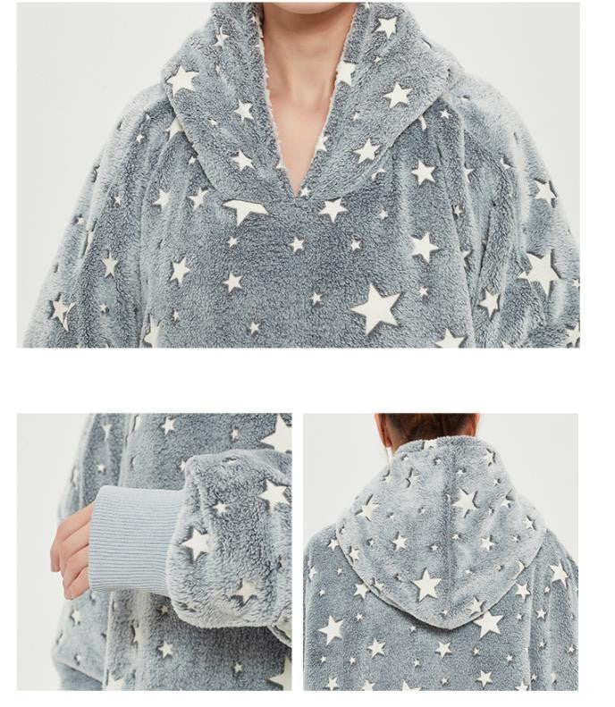 Glow In The Dark Stars Hoodie Blanket Oversized Sweatshirt