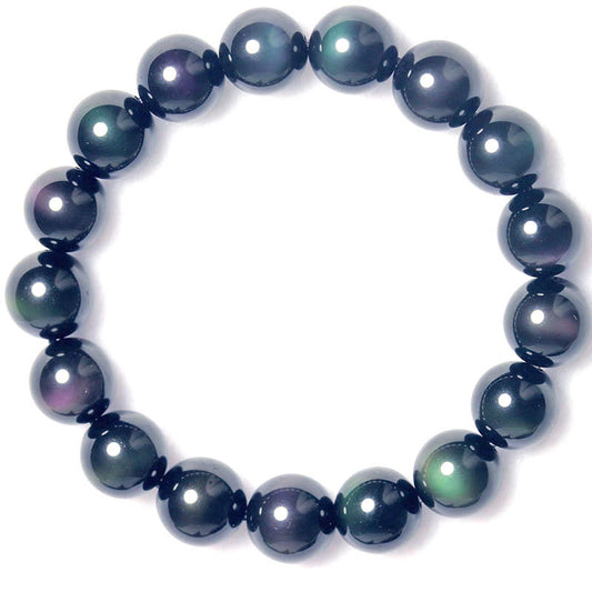 Rainbow Purple Green Eye Obsidian Bracelet Jewelry dealsniper-net Color 10MM