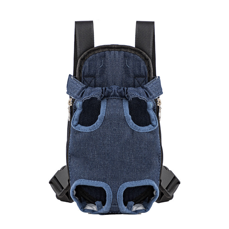 Go Out Portable Chest Shoulder Pet Bag Breathable Travel Pet Bag Pets Gym From House Blue denim L