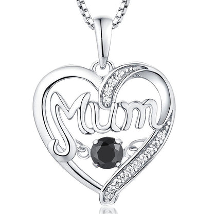 Pulsatile Heart MoM Necklace Mother's Day Gift Birthstones Smart Pendant Jewelry dealsniper-net Black Zirconium December 925 Silver