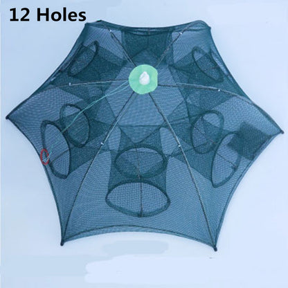 Strengthened 4-20 Holes Automatic Fishing Net Shrimp Cage Nylon Outdoor dealsniper-net 12 hole