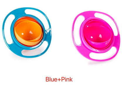 360 Rotate Universal Spill-proof Bowl Dishes kids toys DealSniper.net Blue Pink 2pc
