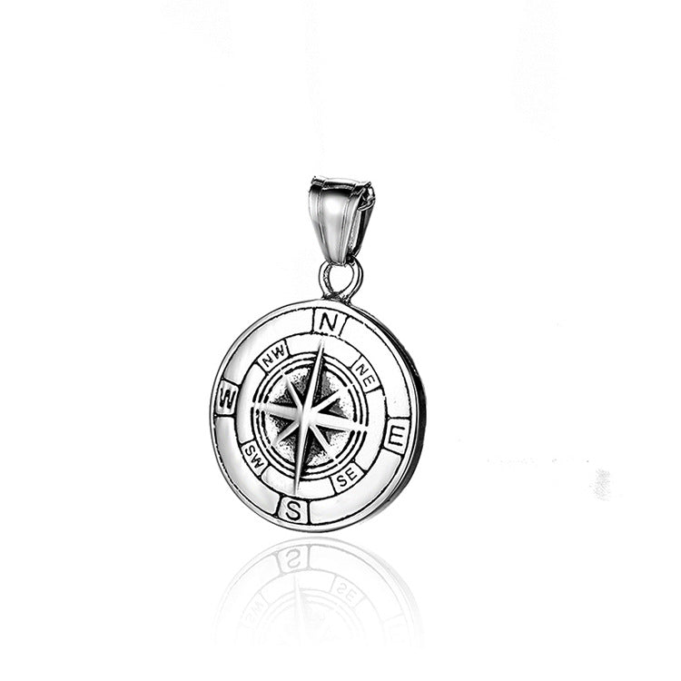 Titanium steel compass pendant Jewelry dealsniper-net Silver alone