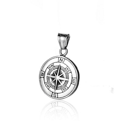 Titanium steel compass pendant Jewelry dealsniper-net Silver alone