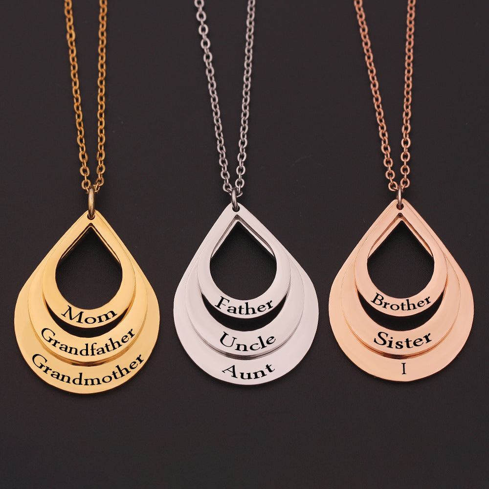 Customized 3 Water Droplet Engraving Name Stainless Steel Jewelry Pendant Necklaces Jewelry DealSniper.net
