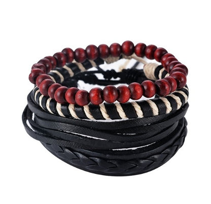 Leather Bracelet Men Multilayer Bead Bracelet Punk Wrap Jewelry dealsniper-net 15