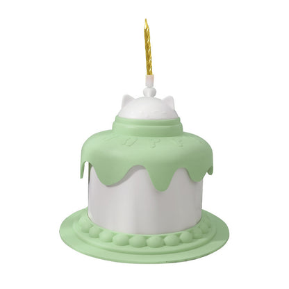Multifunctional Cake Shape Cat Toy Creative Pet Feeding Bowl Pets dealsniper-net Green Cake Bowl 13x11x9.5cm