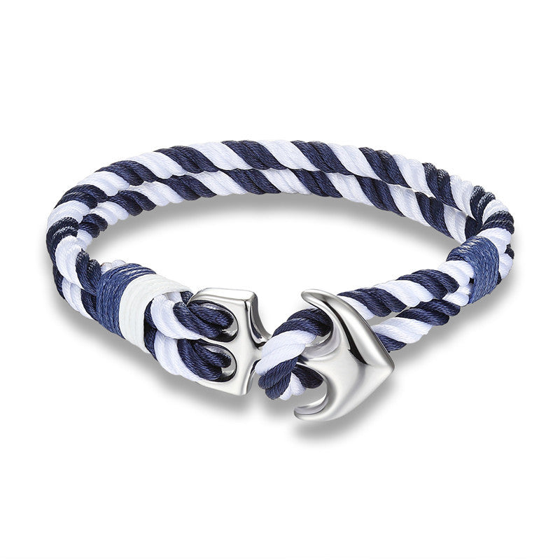 High Quality Anchor Bracelets Men Charm Rope Chain Jewelry dealsniper-net Blue and white