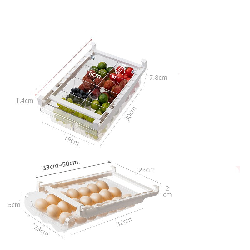 Kitchen Organizer Adjustable Kitchen Refrigerator Storage Rack Fridge Freezer Shelf Holder Pull-out Drawer Organiser Space Saver Kitchen dealsniper-net M