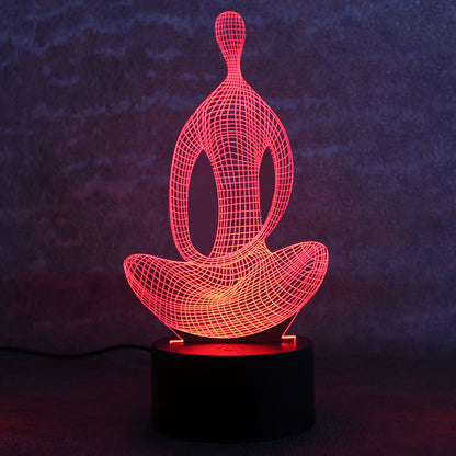 3D 7 Color Changing Yoga LED Meditation Of Acrylic Night Light Home Decor Gym From House
