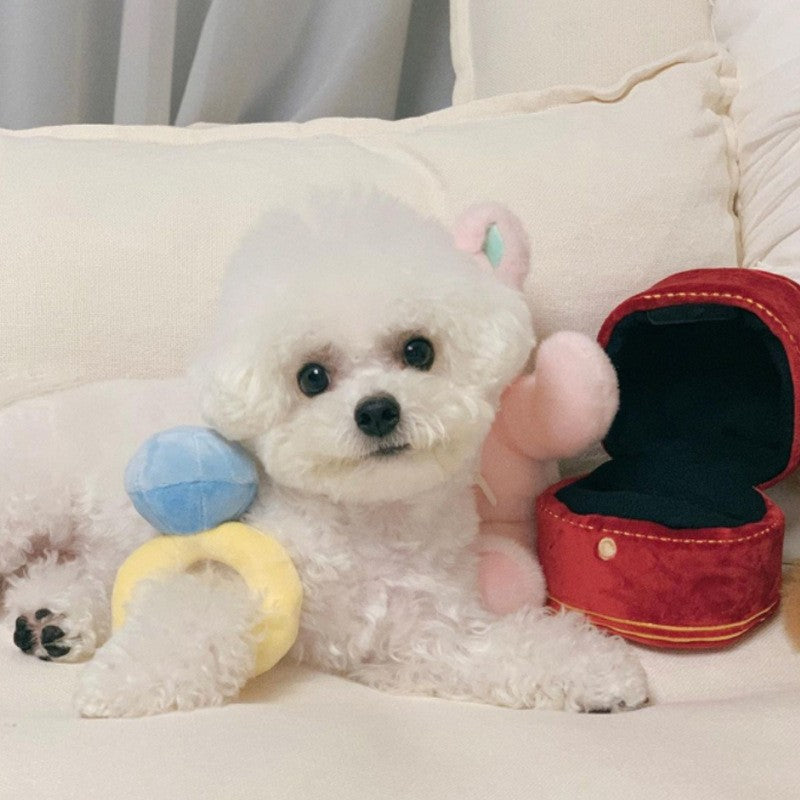 Creative Ring Box Plush Toy Love Diamond Ring Case Pets Gym From House