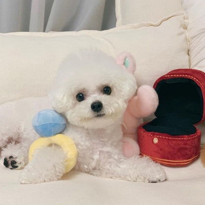 Creative Ring Box Plush Toy Love Diamond Ring Case Pets Gym From House
