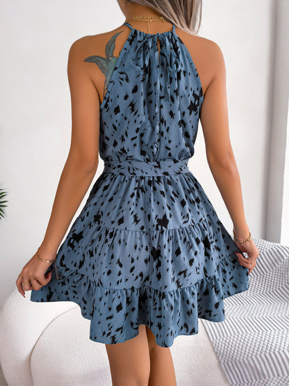 Casual Leopard Print Ruffled Swing Dress Summer Fashion Women dealsniper-net