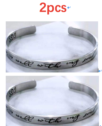 Mantra Bracelet With Quotes Stainless Steel Cuff Inspirational Jewelry Graduation Gift Jewelry dealsniper-net Silver B 2pcs